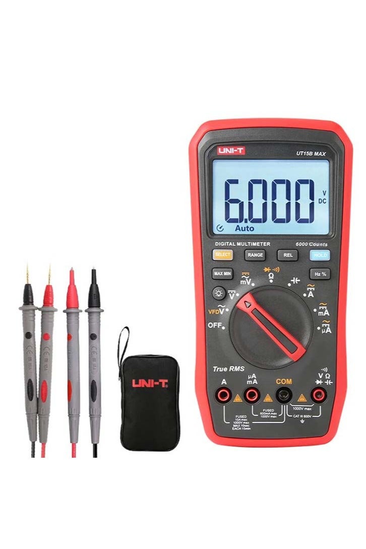 UniT UNI-T Multi Meter UT15B Max, AC/DC Current AC/DC Voltage Handheld TRMS Voltmeter Resistance Capacitance Frequency Diode Continuity Ohm Meter Measure Volt Amp VFC Circuit Power Car Fuse Electric Tester - Image 1