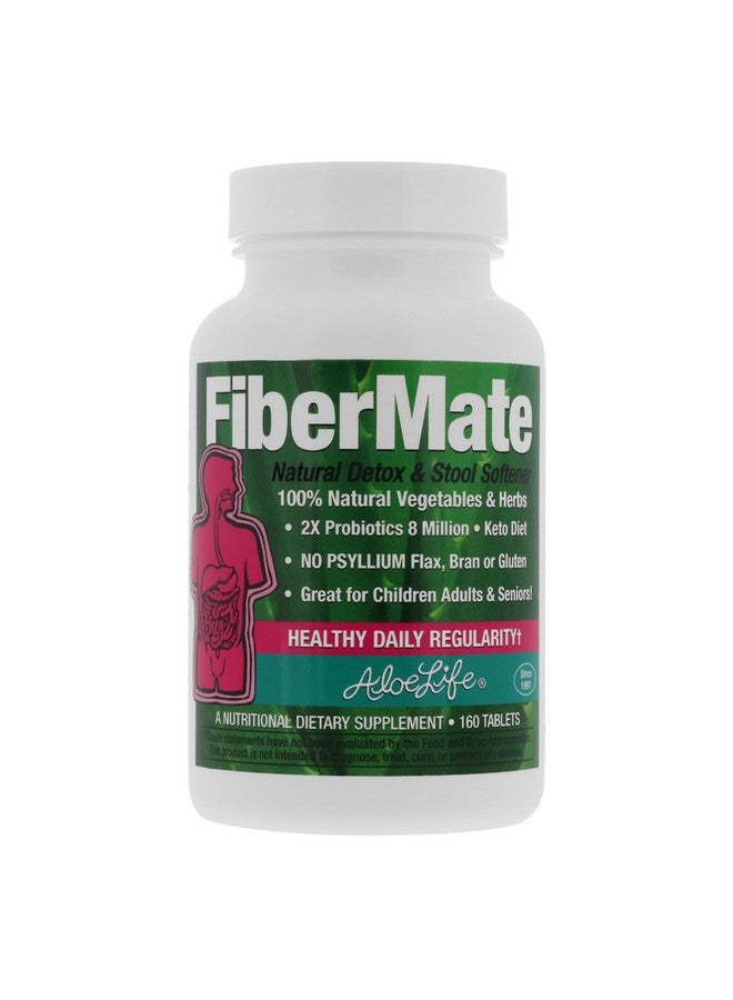 Aloe Life Fibermate Tablets, Body Detox & Stool Softener, Contains Vegetables & Herbs, Gentle Irregularity Relief, Safe Digestive Support, No Psyllium Or Bran, Gluten & Dairyfree (160 Tablets)  - Image 1