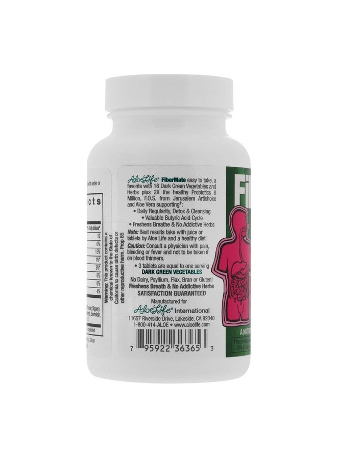 Aloe Life Fibermate Tablets, Body Detox & Stool Softener, Contains Vegetables & Herbs, Gentle Irregularity Relief, Safe Digestive Support, No Psyllium Or Bran, Gluten & Dairyfree (160 Tablets)  - Image 3