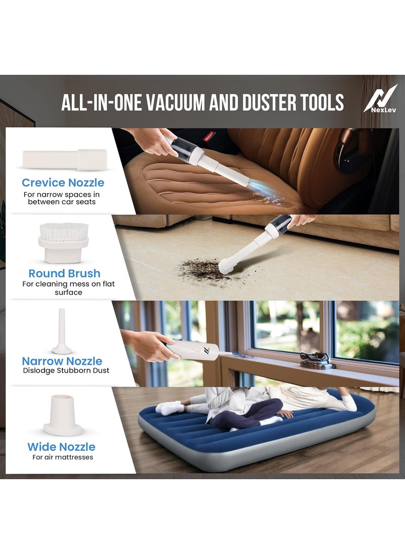 nexlev NexLev Cordless Vacuum Cleaner Blower BLDC Copper Motor HEPA with Stainless Steel Cover For Home Office Car Cleaning4 Attachments Blower for Dust Inflatables Portable Compact VC04  - Image 5
