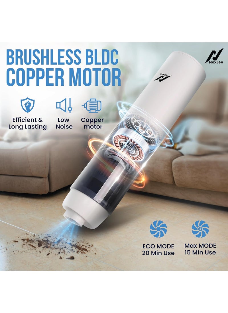 nexlev NexLev Cordless Vacuum Cleaner Blower BLDC Copper Motor HEPA with Stainless Steel Cover For Home Office Car Cleaning4 Attachments Blower for Dust Inflatables Portable Compact VC04  - Image 3