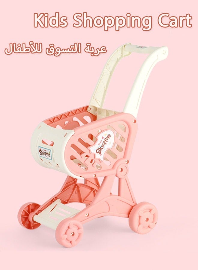 Kids Shopping Cart Prevents Bow Legs  Multi-Functional Storage Easy Installation Eco-Friendly ABS Material Parent-Child Entertainment Ideal for Early Development and Active Playtime（Pink） - Image 1
