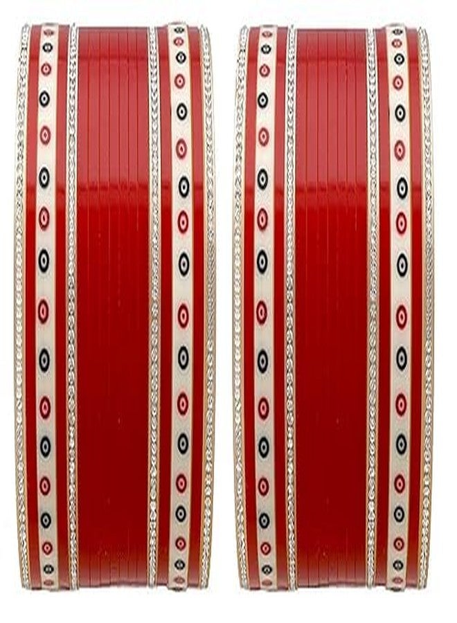 BANGLESKART طقم تشودا أحمر/ذهبي للعرائس من بانغلسكارت، مناسب لحفلات الزفاف للفتيات والسيدات، أحدث تصميم تشودا صغير يمنحكِ إطلالة ملكية. (طول 2.8) - Image 3