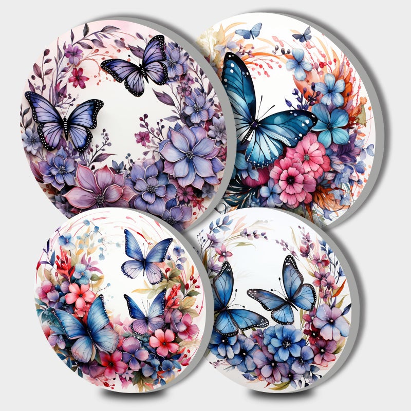 Tucocoo Blue Butterfly Electric Stove Burner Covers Round Metal Stove Burner Covers Set of 4Beautiful Burner CoversPurple Flowers Stove Top Covers for Electric Stove Cooktop Decorative Kitchen Decor - Image 2
