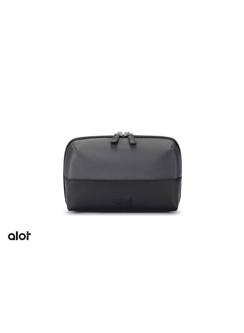 Alot handbag , elegant and durable , equipped with multiple pockets for daily use. Made of polyester and microfiber leather, with a 1-liter capacity. Also features a rear hand strap for easy carrying. - Image 1