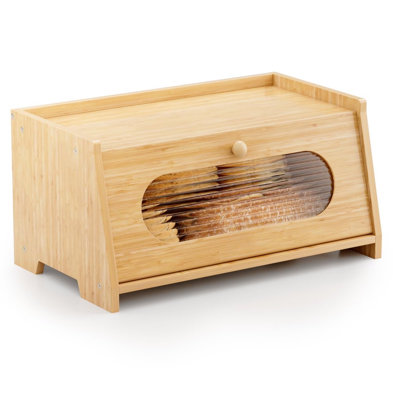 Stylstoreazy Bamboo Bread Box for Kitchen Countertop,Large Capacity Kitchen Countertop Organizer,Bread Storage with Acrylic Window for Cabinet,Pantry,Cupboard - Image 1