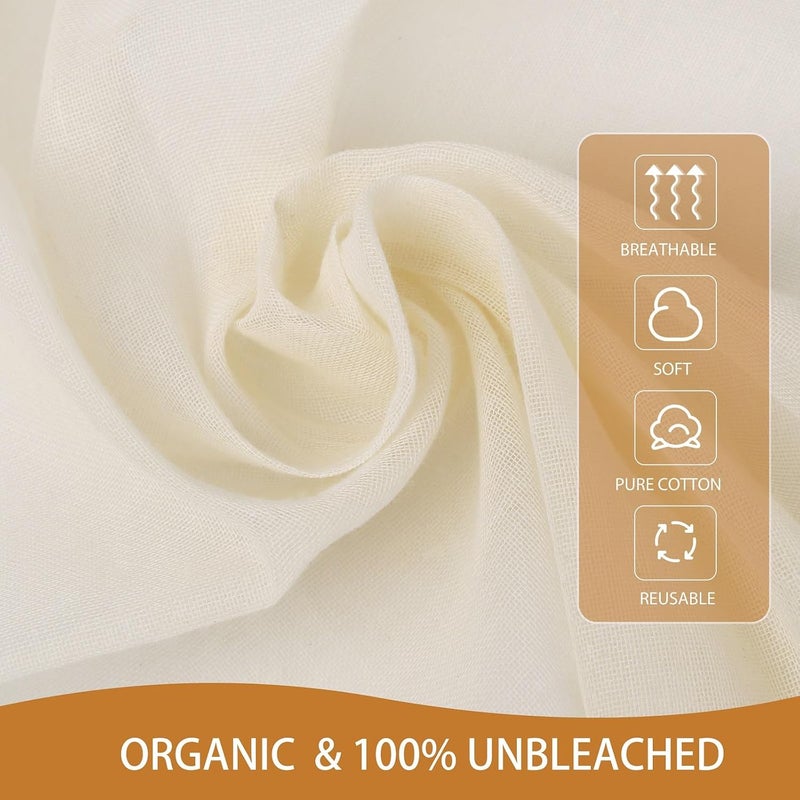 Welyspix 10 PCS Reusable Cheese Cloths for Straining 20x20 Inch Hemmed Organic Cheesecloth 100 Cotton Unbleached Cloth Strainer for Coffee Brewing Cooking Baking Juicing Straining Cheese Making - Image 4