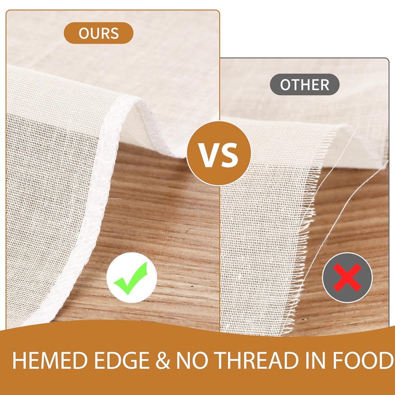 Welyspix 10 PCS Reusable Cheese Cloths for Straining 20x20 Inch Hemmed Organic Cheesecloth 100 Cotton Unbleached Cloth Strainer for Coffee Brewing Cooking Baking Juicing Straining Cheese Making - Image 3