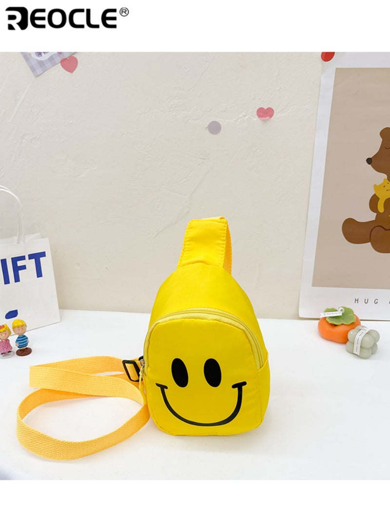 ريوكل حقيبة صدر للأطفال بطبعة وجه مبتسم حقيبة صغيرة خفيفة للارتداء بشكل صليبي ظهر يومي عارض صغير حقيبة محمولة ذات كتف واحد - Image 2