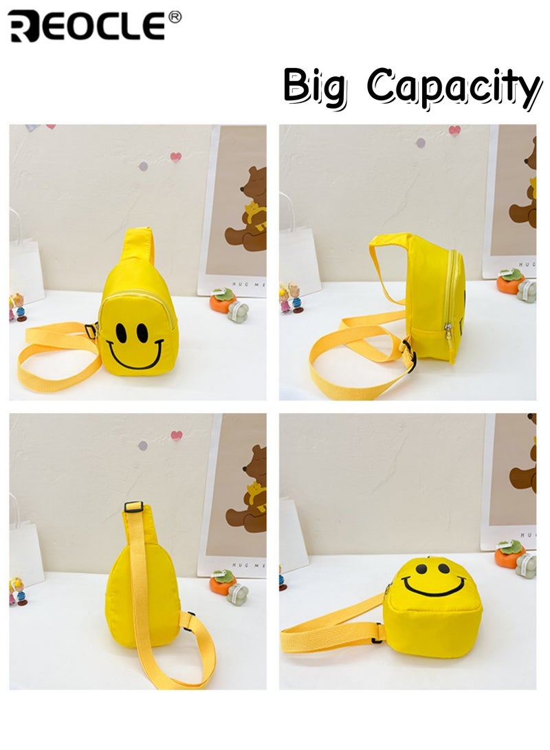 ريوكل حقيبة صدر للأطفال بطبعة وجه مبتسم حقيبة صغيرة خفيفة للارتداء بشكل صليبي ظهر يومي عارض صغير حقيبة محمولة ذات كتف واحد - Image 5