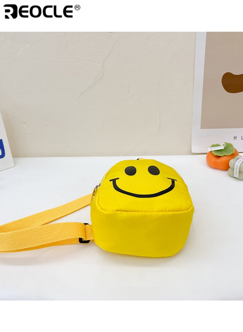 ريوكل حقيبة صدر للأطفال بطبعة وجه مبتسم حقيبة صغيرة خفيفة للارتداء بشكل صليبي ظهر يومي عارض صغير حقيبة محمولة ذات كتف واحد - Image 3