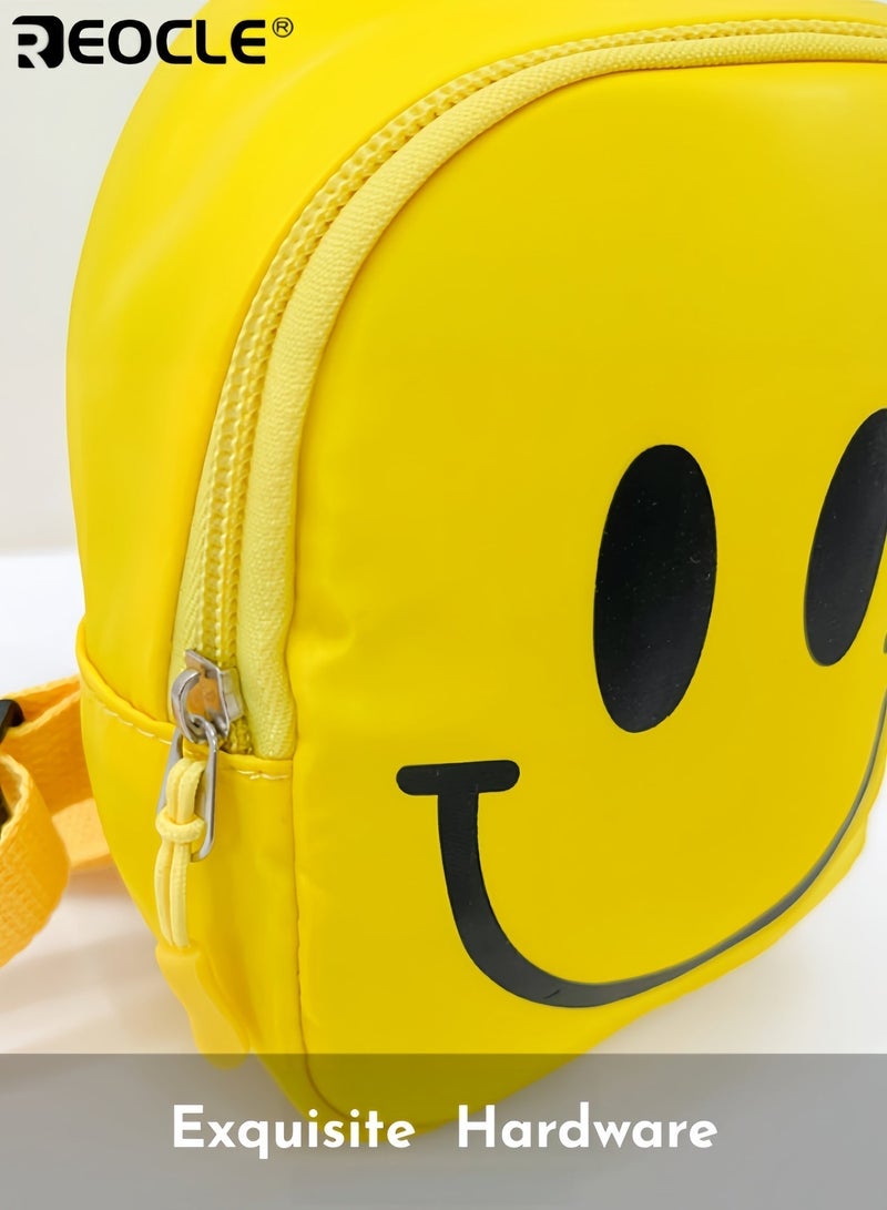 REOCLE Kids' Chest Bag Smiley Face Print Lightweight Mini Crossbody Bag Casual Daily Outing Small Backpack Single-Shoulder Portable Storage Pouch - Image 3