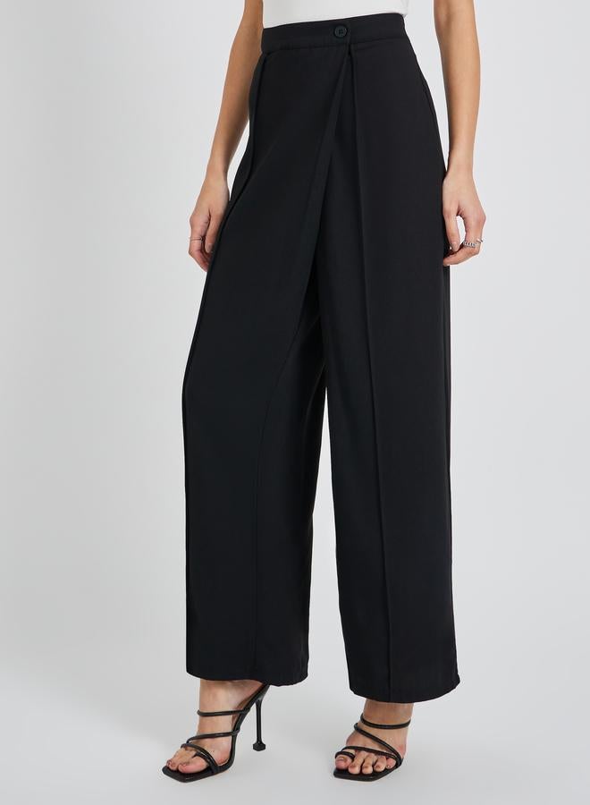Styli Styli Solid Cross Overlay Waistband Tapered Fit Pants  - Image 2