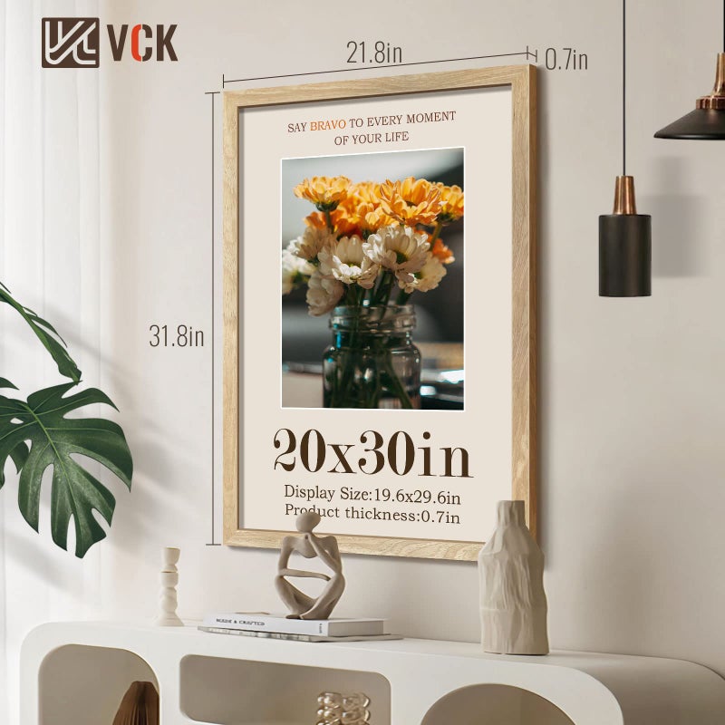 VCK 20x30 Natural Wood Frame for Poster & Picture, Exclusive Wood Grain, Wall Gallery Solid Wood Frame 3 Pack - Image 2