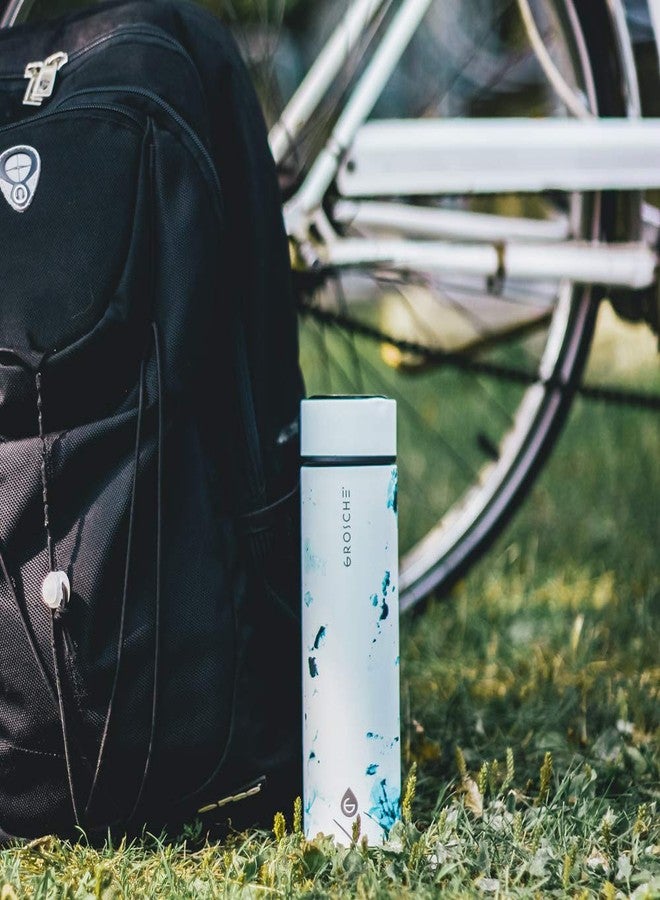 GROSCHE Chicago EXTRA LONG INFUSER 450 ml (15.2 fl. Oz) SOFT TOUCH - (White Marble) Tea and Fruit Infuser Bottle - Double Walled Vacuum Insulated Stainless Steel Flask | Hot & Cold Tea Infuser Bottle - Image 5