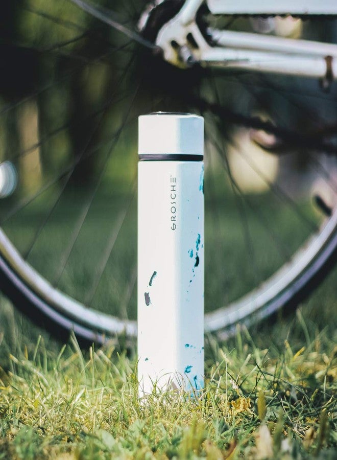 GROSCHE Chicago EXTRA LONG INFUSER 450 ml (15.2 fl. Oz) SOFT TOUCH - (White Marble) Tea and Fruit Infuser Bottle - Double Walled Vacuum Insulated Stainless Steel Flask | Hot & Cold Tea Infuser Bottle - Image 4