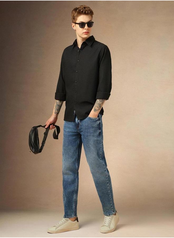 Dennis Lingo Textured Button Down Collar Shirt by Styli  - Image 5