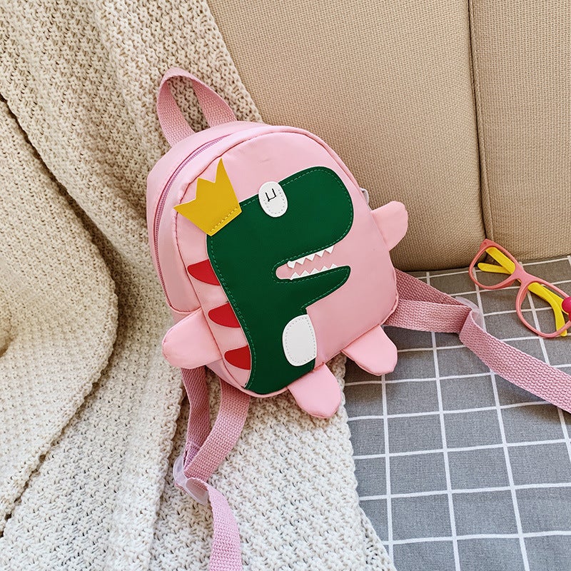 New Kids Dinosaur Backpack Cartoon Student Bag Small pink 