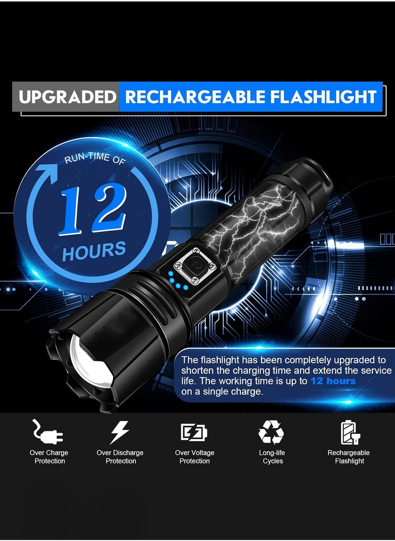عربست مصباح يدوي عالي التجويف قابل لإعادة الشحن ، مصباح يدوي LED 950000 لومن XHP70.2 USB بطارية فلاش فائقة السطوع مدعومة بمصباح يدوي محمول قوي للتخييم في حالات الطوارئ ، IP67 مقاوم للماء  - Image 3