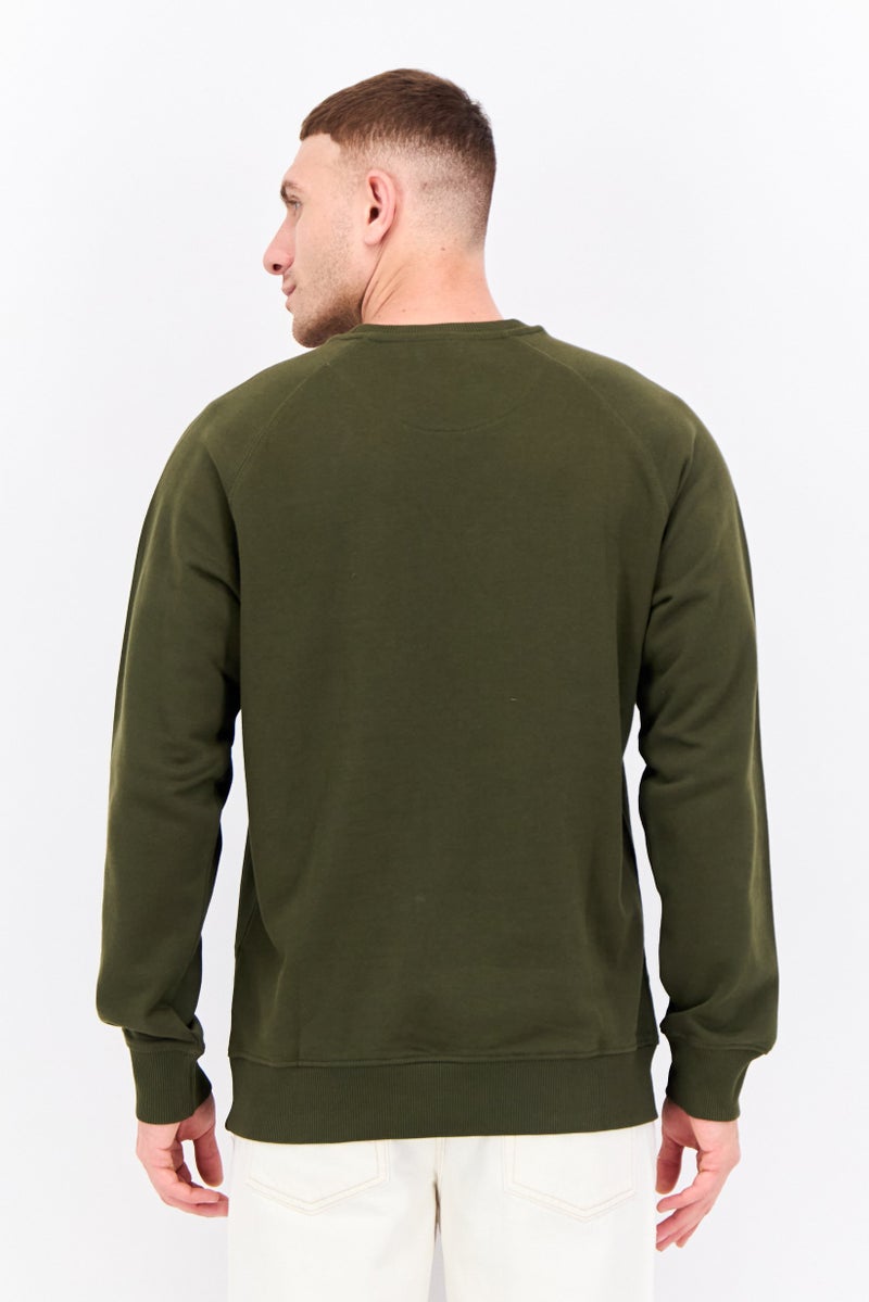 Penfield سويت شيرت للرجال بأكمام طويلة وياقة دائرية، شعار العلامة التجارية، زيتوني داكن - Image 3