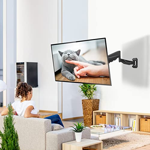 MOUNTUP Height Adjustable TV Wall Mount for 26-55 Inch TVs, Gas Spring Full Motion Articulating TV Bracket with Smooth Swivel Tilt & Safe Corner Installation, 400x400mm VESA, 11-66 lbs, Textured Black - Image 3