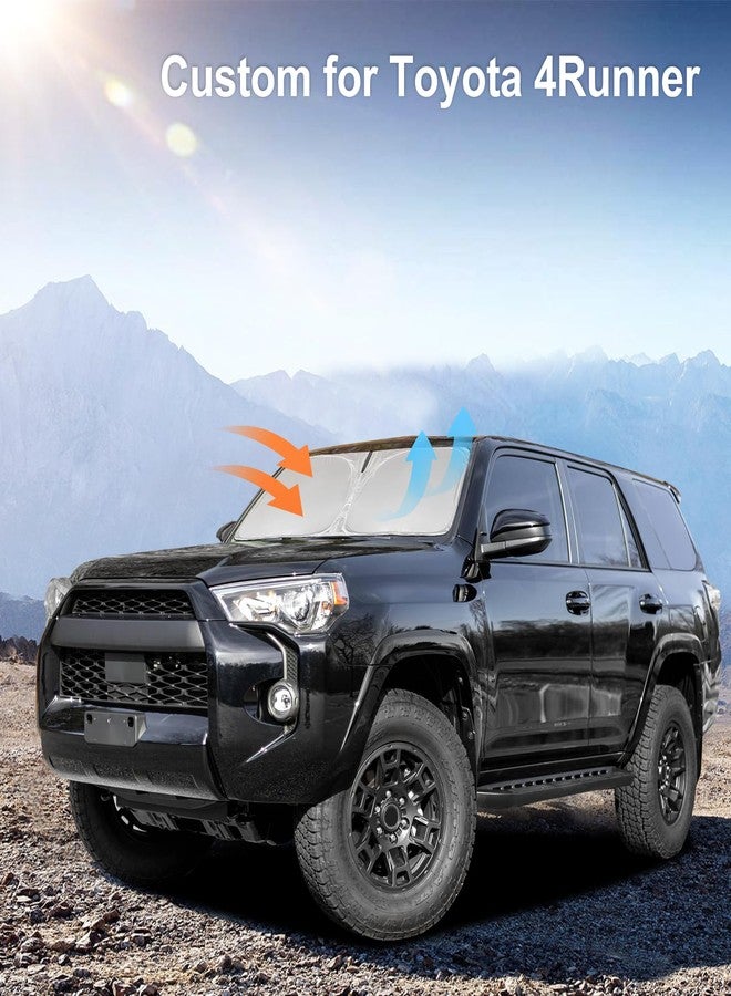 ZOIBV واقي شمس ZOIBV لسيارة تويوتا 4Runner موديلات 2010-2023 و2024، غطاء زجاج أمامي واقي من الشمس - 4 طبقات، واقي شمس أمامي مصمم خصيصًا لسيارة 4Runner - 240T قابل للسحب، يحجب الأشعة فوق البنفسجية، إكسسوارات سيارات - Image 5