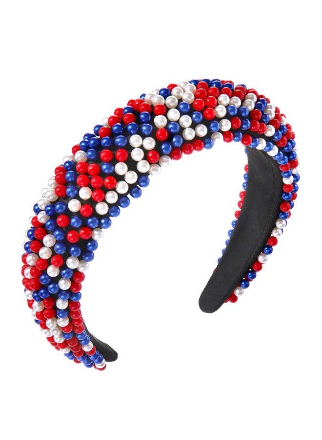 GLBCC 4 th of July Headband for Women American Flag Red White and Blue Beaded Headband USA Patriotic Headpiece Party Favor Gifts - Image 1