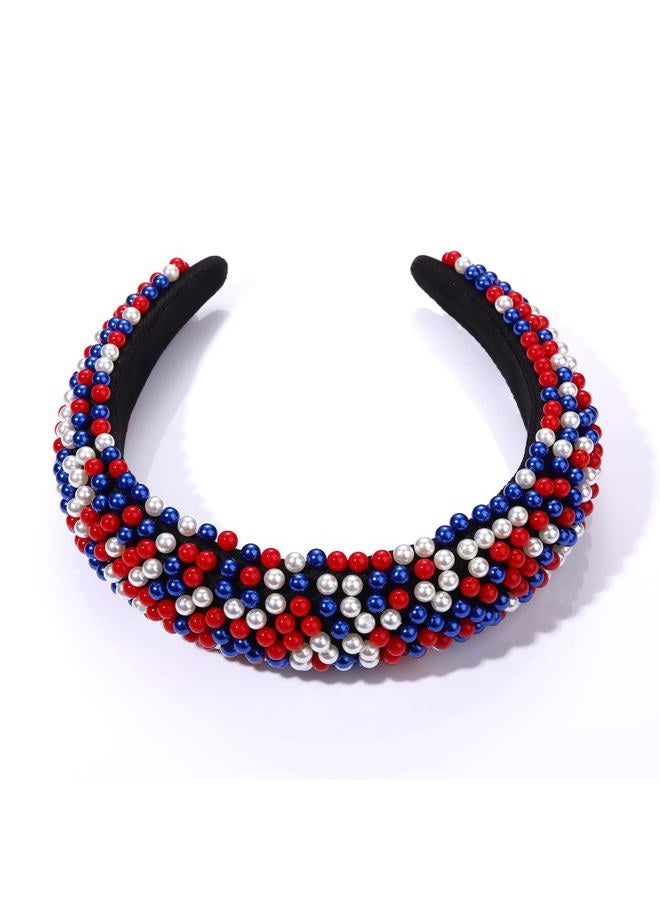 GLBCC 4 th of July Headband for Women American Flag Red White and Blue Beaded Headband USA Patriotic Headpiece Party Favor Gifts - Image 5
