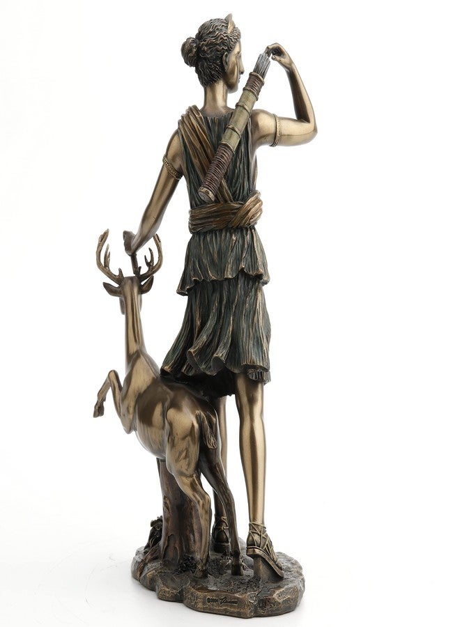 Veronese Design Resin Statues Diana Greek Goddess The Hunt, Moon and Nature Walking with Deer Statue 11 Inch 7 X 11.25 X 6 Inches Bronze - Image 5