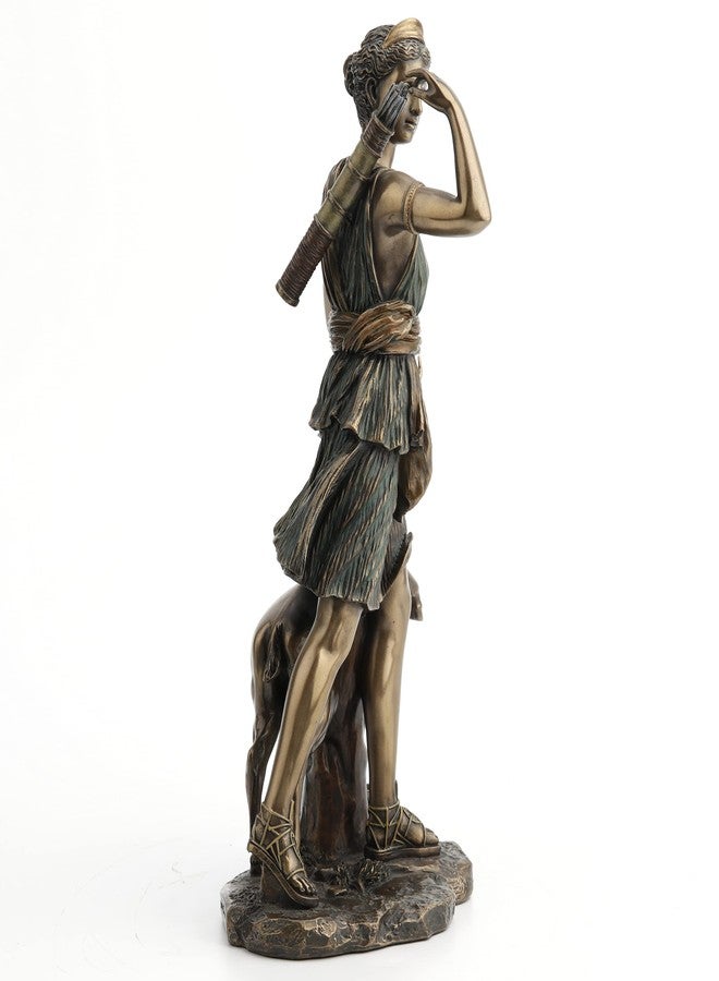 Veronese Design Resin Statues Diana Greek Goddess The Hunt, Moon and Nature Walking with Deer Statue 11 Inch 7 X 11.25 X 6 Inches Bronze - Image 4