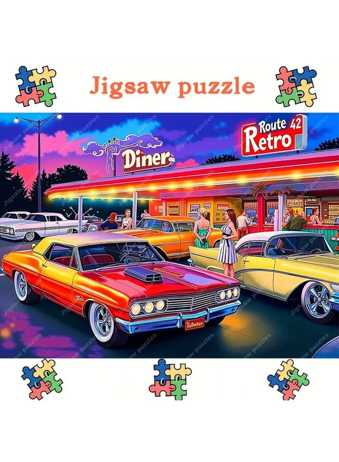 Retro Diner Jigsaw Puzzle 1314 Pieces 27.55x19.69 Inch Wall Decor Gift - Image 1