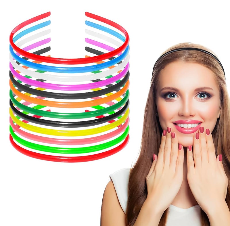 ANNACREATIONS ANNA CREATIONS Fashion Plastic Matte Elastic Hair Bands Wavy Hair Comb Headband for Women  MULTICOLOUR Pack of 12 Pcs - Image 1
