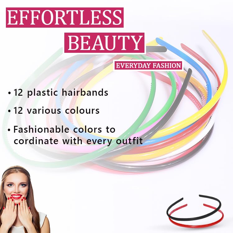 ANNACREATIONS ANNA CREATIONS Fashion Plastic Matte Elastic Hair Bands Wavy Hair Comb Headband for Women  MULTICOLOUR Pack of 12 Pcs - Image 4