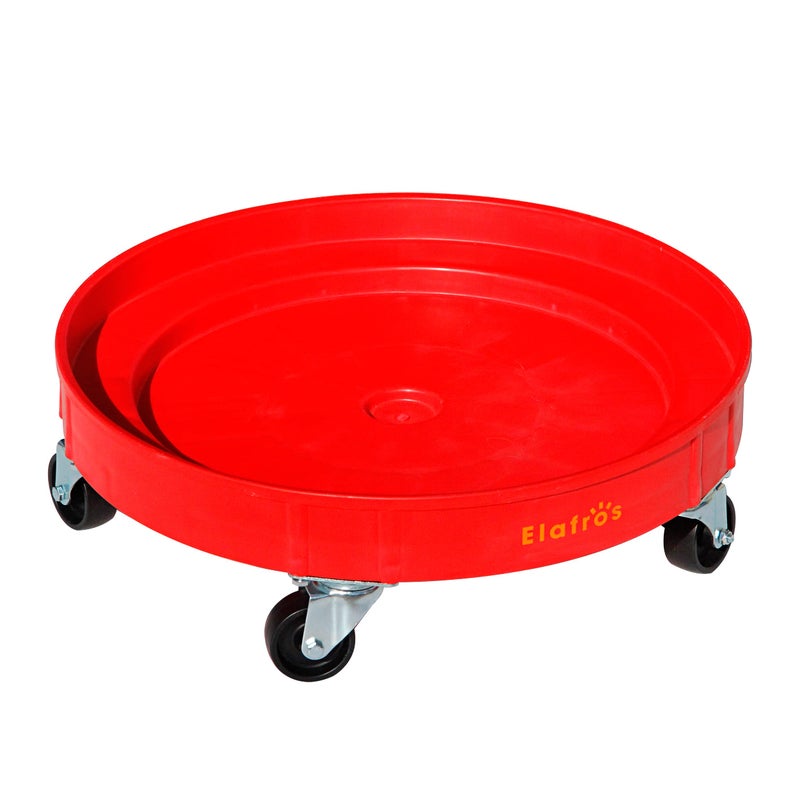 ELAFROS ELAFROS 30 Gallon and 55 Gallon Heavy Duty Plastic Drum Dolly  Durable Plastic Drum Cart 900 lb Capacity Barrel Dolly with 5 Swivel Casters WheelRed 