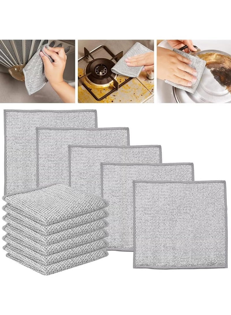 Kitchen Cleaning Rags, 4 Pack Wire Cloths for Wet and Dry Dishwashing, Non-Scratch Stainless Steel Wire Cloth for Washing Dishes, Sinks, Tables 20x20cm