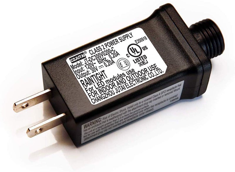TYBEEU 30V LED Christmas Tree & Strip Light Adapter – Class 2 Power Supply (JT-DC300V0200-C), UL Listed for US Standards. Designed for 30V Output Devices. See Details for More Compatible Models. - Image 1
