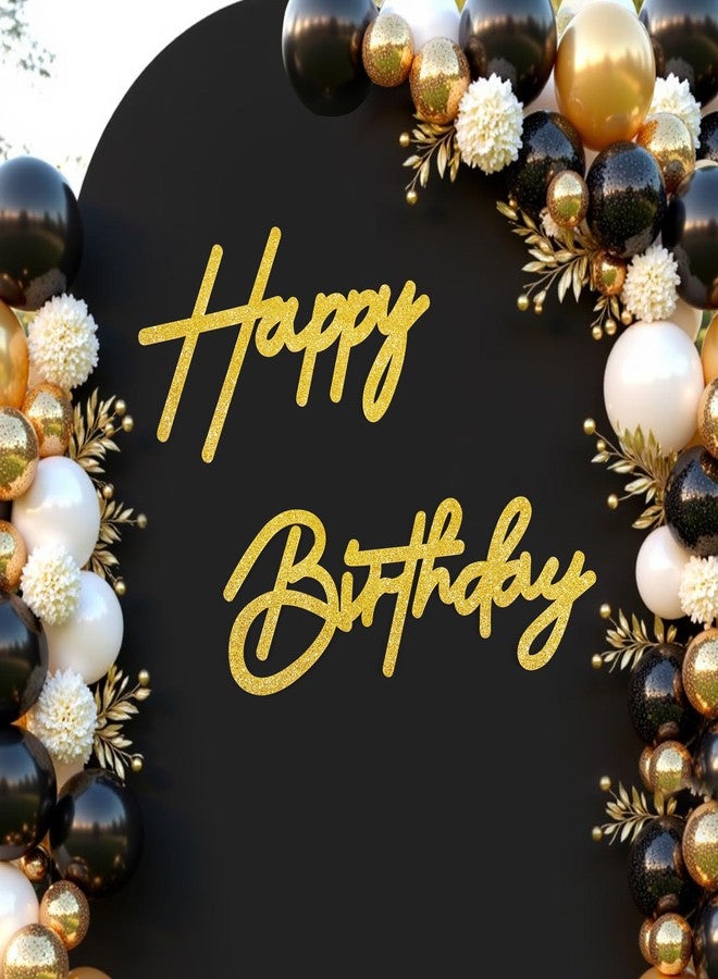 لافتة عيد ميلاد سعيد من كانريفيل للخلفية، لافتة عيد ميلاد سعيد ذهبية لامعة من اللباد، زينة ذهبية لحفلات أعياد الميلاد للبنات والأولاد والنساء والرجال، قوس بالونات لتزيين الجدران ودعامة للتصوير - Image 1