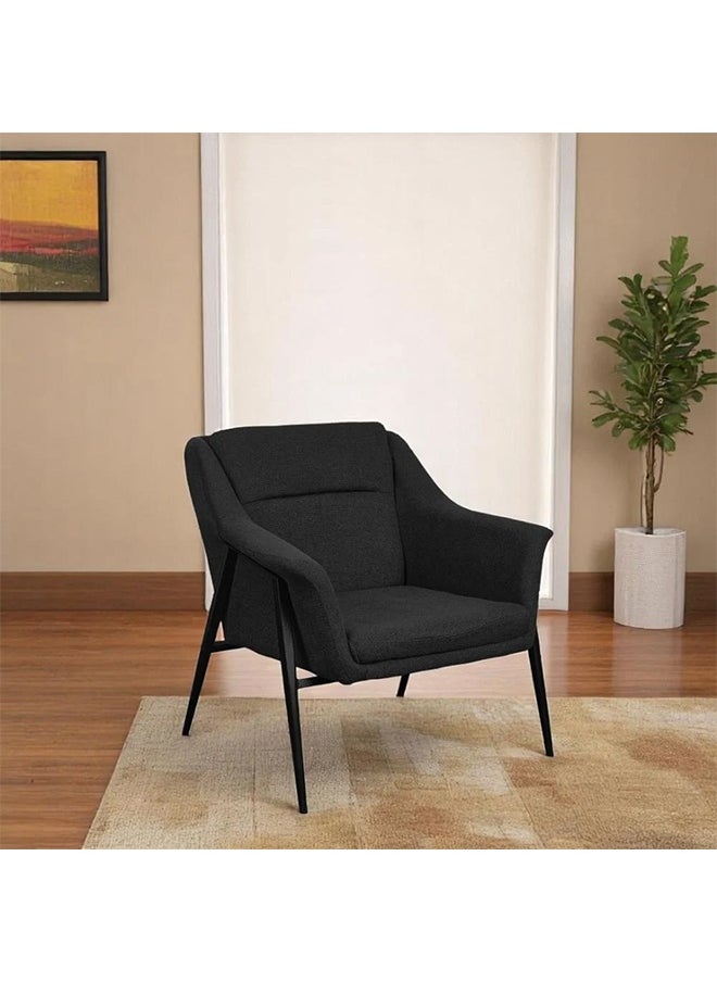 NZONE STORE Single Upholstered Chair with Sturdy Metal Frame || Black  - Image 1