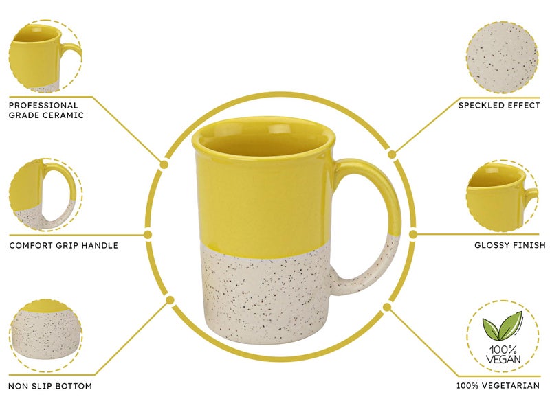 Bodhi House Ceramic Hand Glazed Tea and Coffee Mug with Coaster - 300ml | Set of 1 | Microwave & Dishwasher Safe | for Home Office - Yellow - Image 5