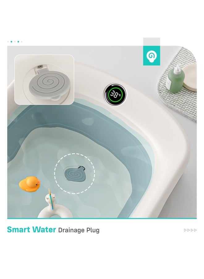 R for Rabbit Bubble Double Smart Baby Bath Tub with Water Temperature Indicator Screen Foldable Baby Bath Tub for Kids of 0 to 3 Years Upto 20 Kgs Weight Capacity (Grey White) - Image 3
