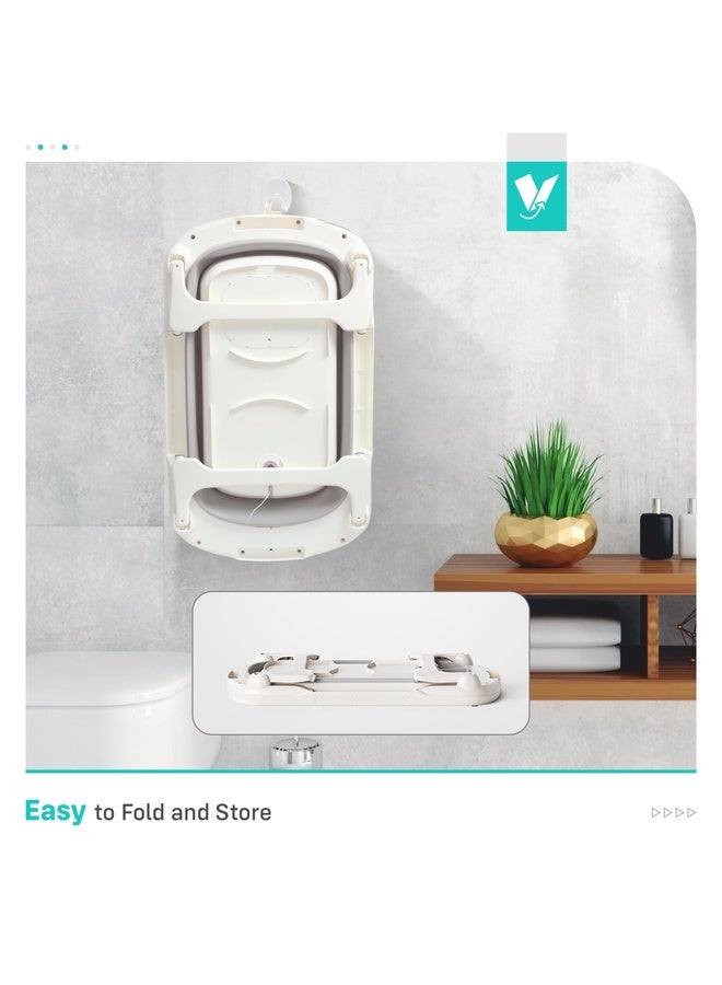 R for Rabbit Bubble Double Smart Baby Bath Tub with Water Temperature Indicator Screen Foldable Baby Bath Tub for Kids of 0 to 3 Years Upto 20 Kgs Weight Capacity (Grey White) - Image 4