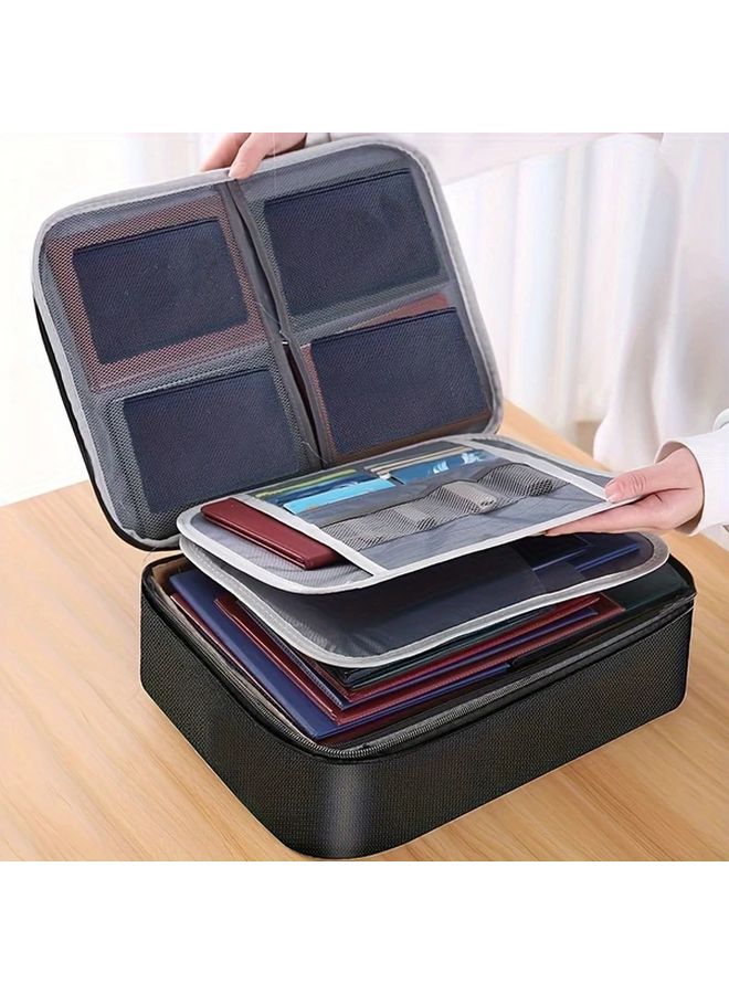 Black Combination Lock Document Organizer Bag Multi Layer File Storage Portable Briefcase - Image 2