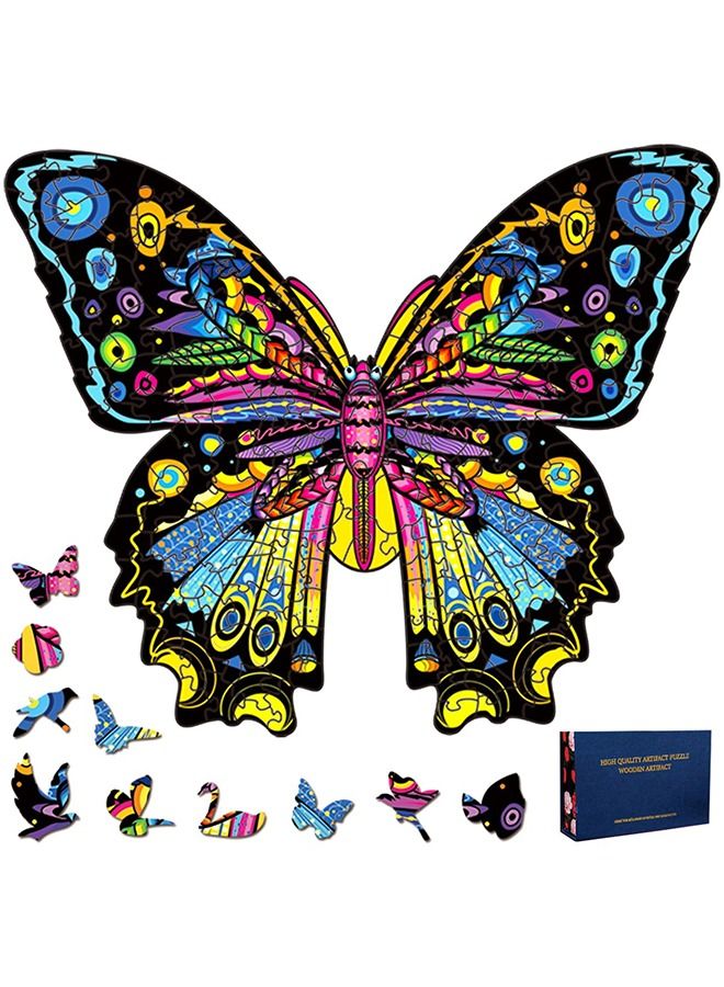 Butterfly Wooden Jigsaw Puzzle Wood Animal Shape 3d Jigsaw Puzzle for Adults and Kids - Image 1