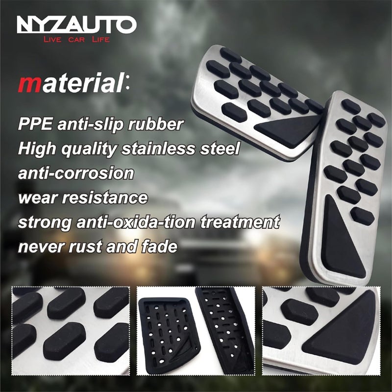 NYZAUTO Non-Slip Foot Pedal Pads for 2018 2019 Jeep Wrangler JL, Auto No Drilling Aluminum Brake and Accelerator Pedal Covers - Image 4