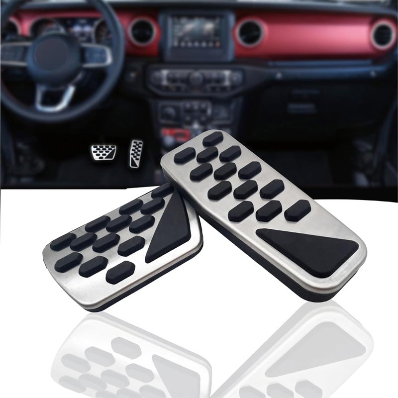 NYZAUTO Non-Slip Foot Pedal Pads for 2018 2019 Jeep Wrangler JL, Auto No Drilling Aluminum Brake and Accelerator Pedal Covers - Image 1