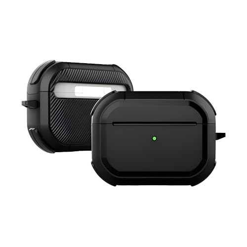 Humble Eggshell Edition Hybrid Shockproof Case Cover Compatible with AirPods Pro 2, with Visible Front LED & Four-Corner Buffer Design Protection (Black) - Image 1