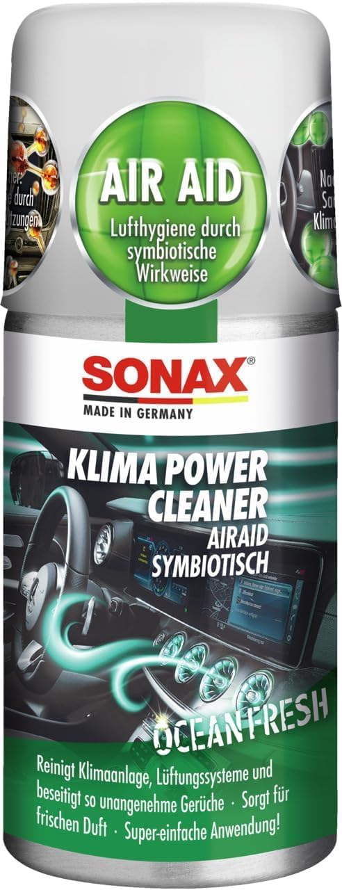 SONAX رذاذ منظف مكيف الهواء من سونكس 100 مل - منظف ومعقم لمكيف الهواء، معطرات سيارات لإزالة الروائح برائحة المحيط المنعشة - Image 1