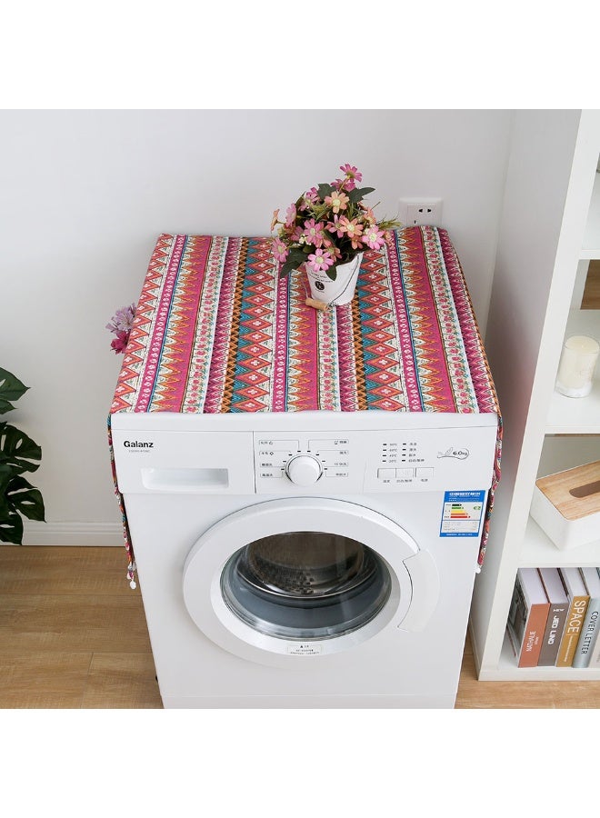 Bohe أسلوب خمر الزهور هندسة مطبوعة ثلاجة غسالة غطاء الغبار متعددة الوظائف مع الجيب الجانبي شخصية ثلاجة غسالة الغطاء العلوي ديكور - Image 3