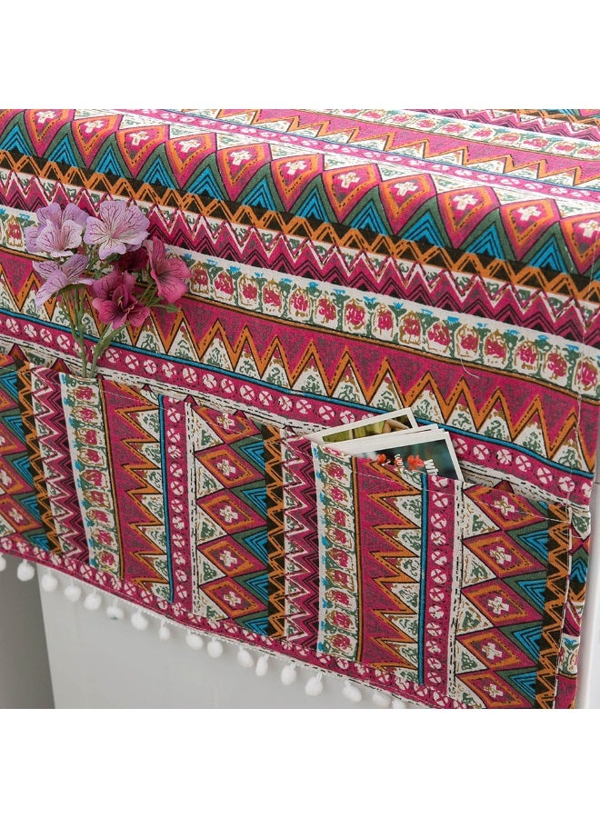 Bohe أسلوب خمر الزهور هندسة مطبوعة ثلاجة غسالة غطاء الغبار متعددة الوظائف مع الجيب الجانبي شخصية ثلاجة غسالة الغطاء العلوي ديكور - Image 4