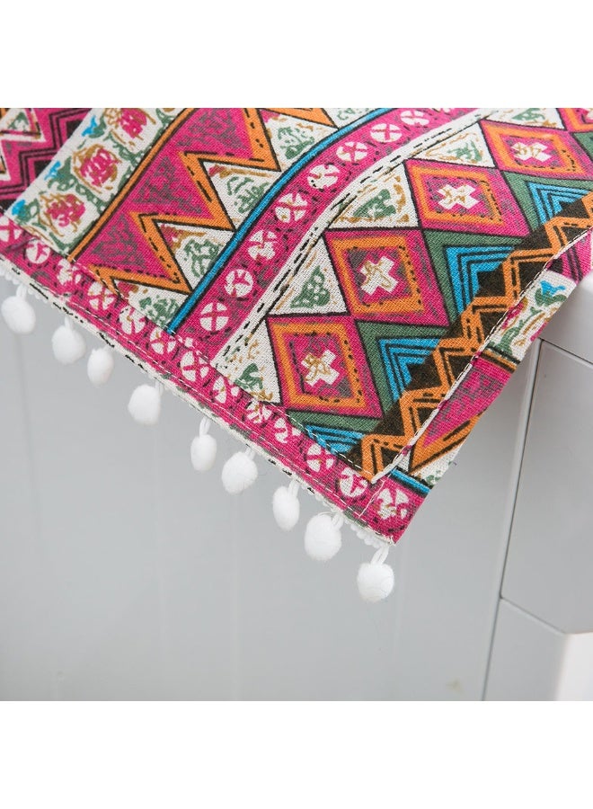 Bohe أسلوب خمر الزهور هندسة مطبوعة ثلاجة غسالة غطاء الغبار متعددة الوظائف مع الجيب الجانبي شخصية ثلاجة غسالة الغطاء العلوي ديكور - Image 5